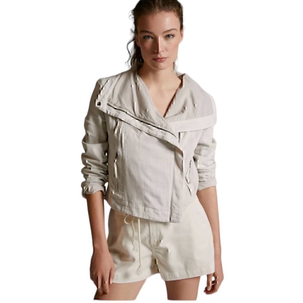 Marrakech by Anthropologie Zip-Front Moto Jacket with Oversized Collar Size S